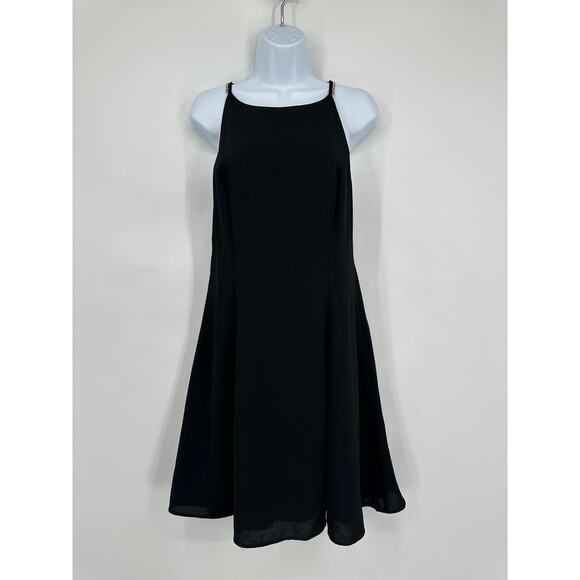 Vintage 90s Crystal Strap Backless Dress Knee Length Sleeveless Formal Midi - Picture 2 of 11